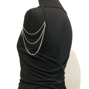 Zara Black with Silver Chain Epaulette Top